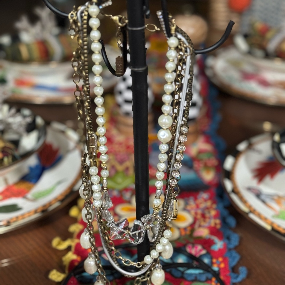 Silpada Pearl and Gold Multi-Strand Necklace (pearls, crystal, glass)